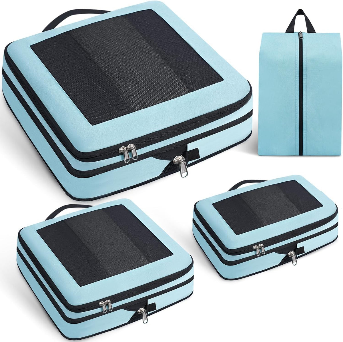 Compression Packing Cubes for Travel, Lightweight Vacation Travel Essentials, Travel Accessories for Suitcase Organizer Bags Set, Durable Luggage Organizer