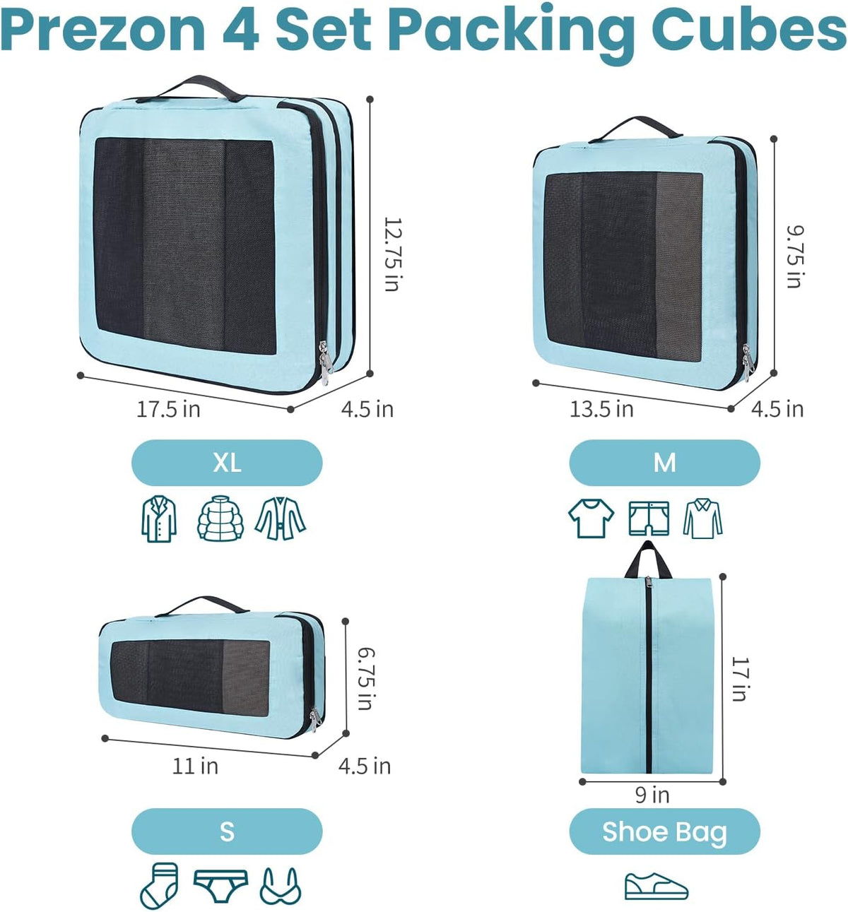 Compression Packing Cubes for Travel, Lightweight Vacation Travel Essentials, Travel Accessories for Suitcase Organizer Bags Set, Durable Luggage Organizer