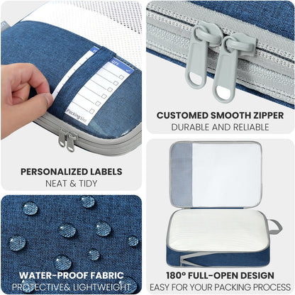 Compression Packing Cubes for Travel, Lightweight Vacation Travel Essentials, Travel Accessories for Suitcase Organizer Bags Set, Durable Luggage Organizer