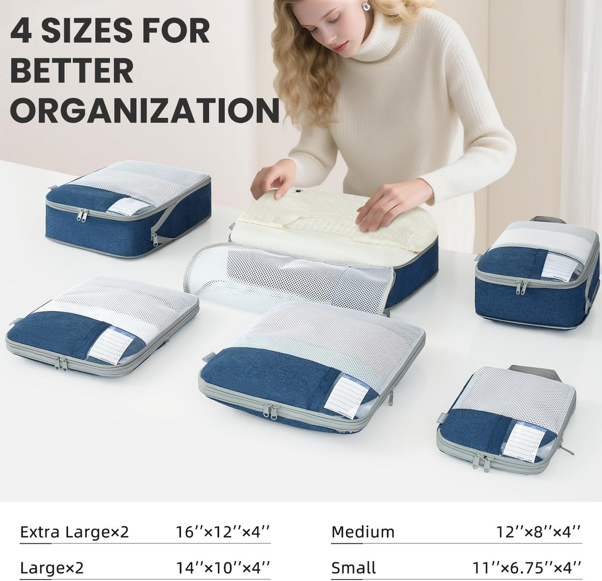 Compression Packing Cubes for Travel, Lightweight Vacation Travel Essentials, Travel Accessories for Suitcase Organizer Bags Set, Durable Luggage Organizer