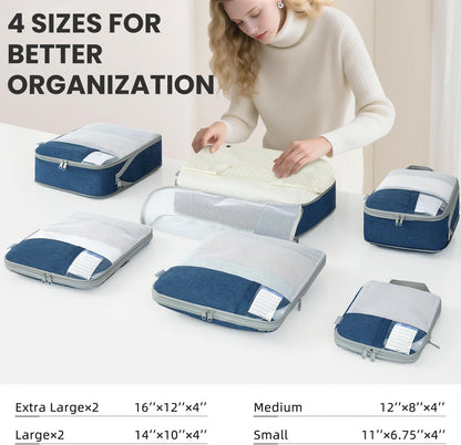 Compression Packing Cubes for Travel, Lightweight Vacation Travel Essentials, Travel Accessories for Suitcase Organizer Bags Set, Durable Luggage Organizer