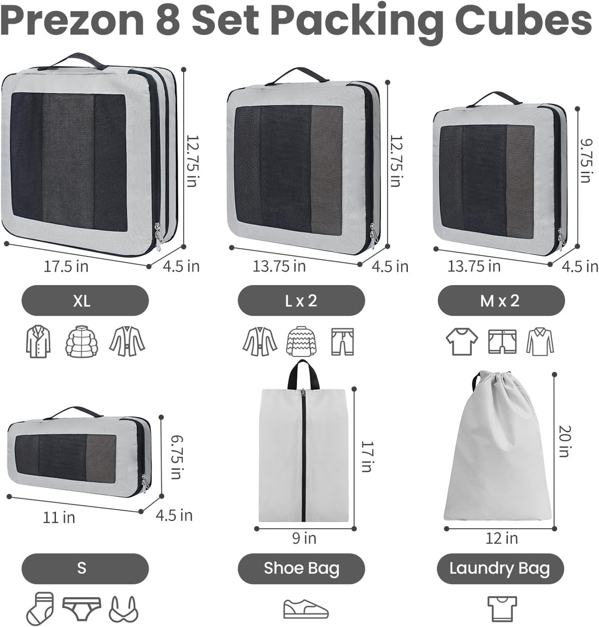 Compression Packing Cubes for Travel, Lightweight Vacation Travel Essentials, Travel Accessories for Suitcase Organizer Bags Set, Durable Luggage Organizer