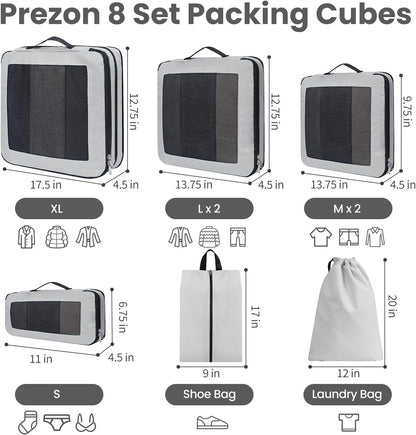 Compression Packing Cubes for Travel, Lightweight Vacation Travel Essentials, Travel Accessories for Suitcase Organizer Bags Set, Durable Luggage Organizer