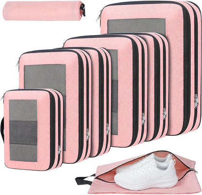 Compression Packing Cubes for Travel, Lightweight Vacation Travel Essentials, Travel Accessories for Suitcase Organizer Bags Set, Durable Luggage Organizer