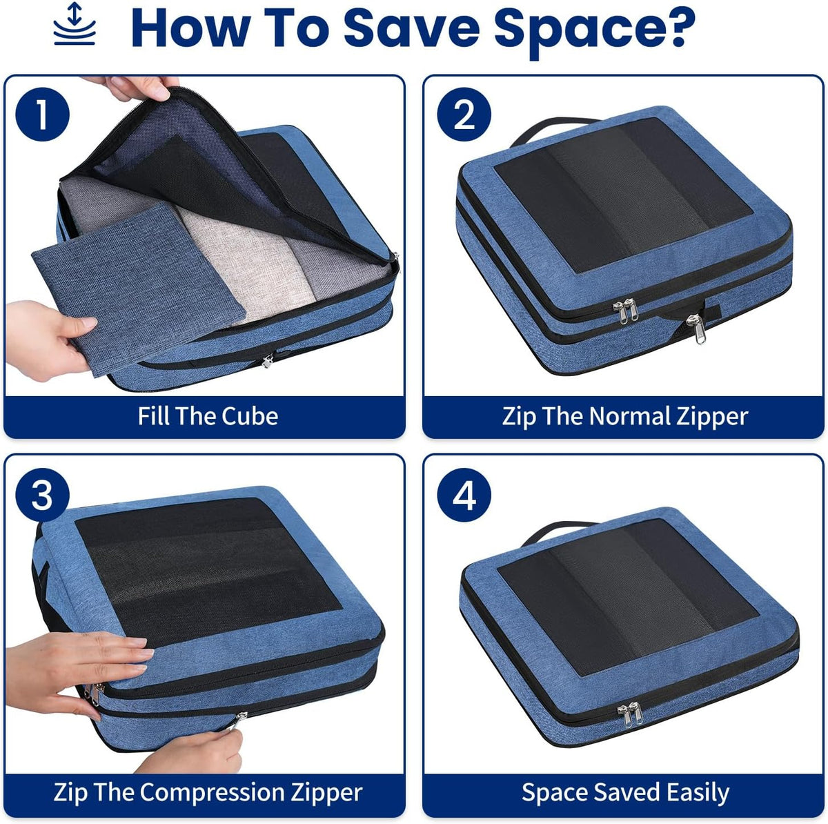 Compression Packing Cubes for Travel, Lightweight Vacation Travel Essentials, Travel Accessories for Suitcase Organizer Bags Set, Durable Luggage Organizer