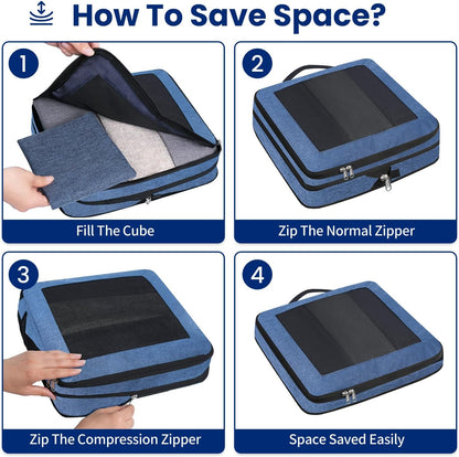Compression Packing Cubes for Travel, Lightweight Vacation Travel Essentials, Travel Accessories for Suitcase Organizer Bags Set, Durable Luggage Organizer
