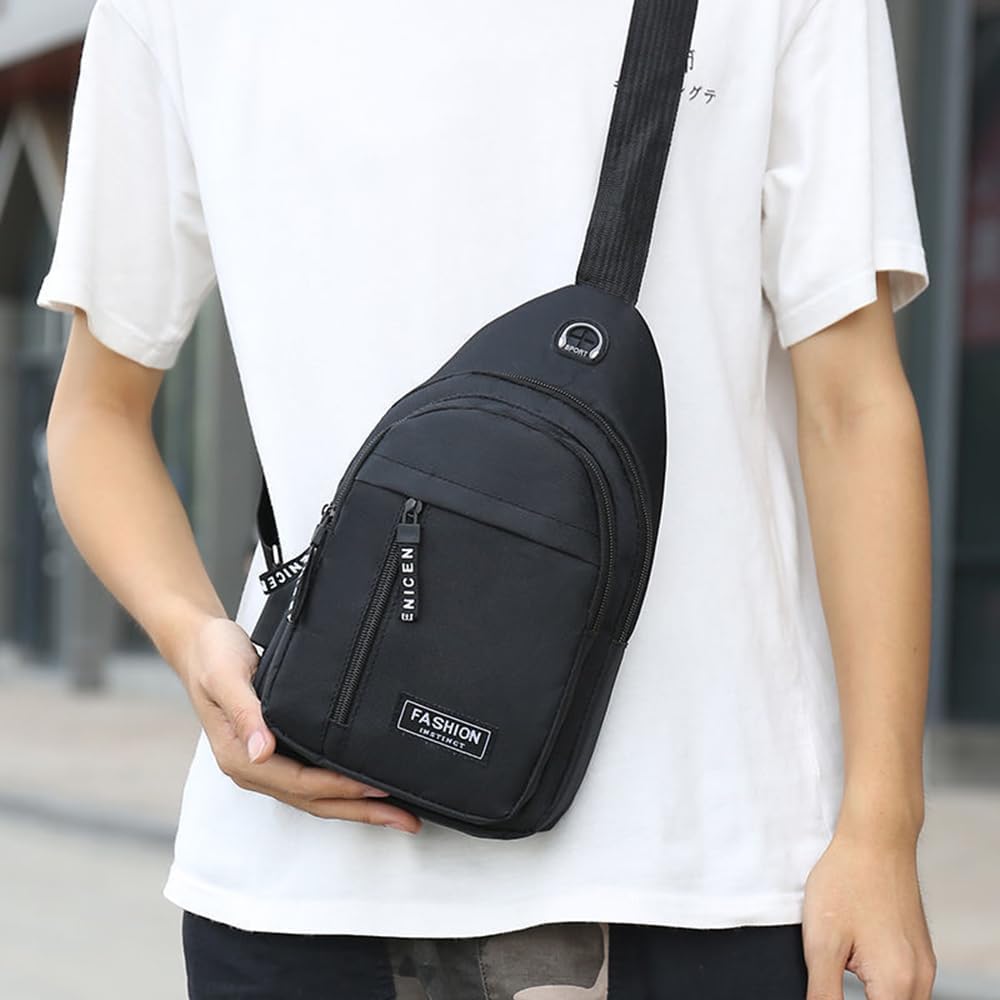 Sling Backpacks Chest Shoulder Crossbody Purse Surper Light Handbag for Travel Running Cycling for Men (Black 2)