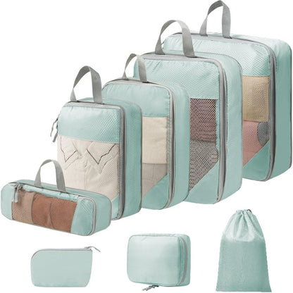 Expandable Compression Packing Cubes Set, Travel Luggage Organizer Bags | Expandable packing cubes with compression zippers, mesh panels and multiple organizers for travel, luggage and storage.