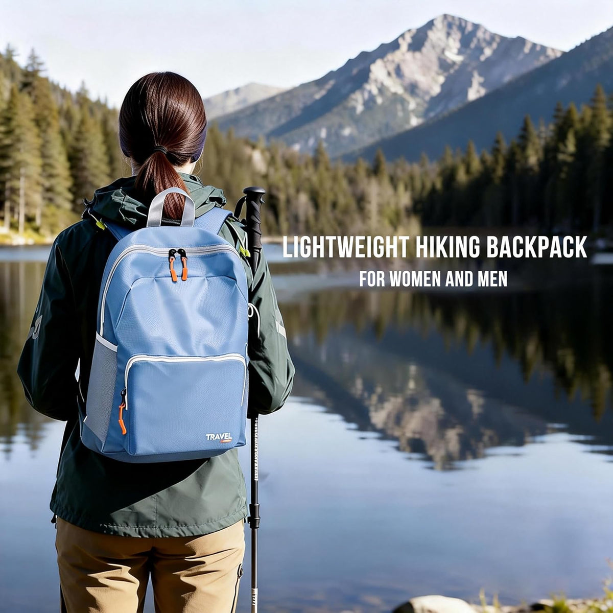 20L Lightweight Hiking Backpack, Packable Daypack with Zipper Pockets for Men Women, Portable Small Travel Backpack for Outdoor Hiking