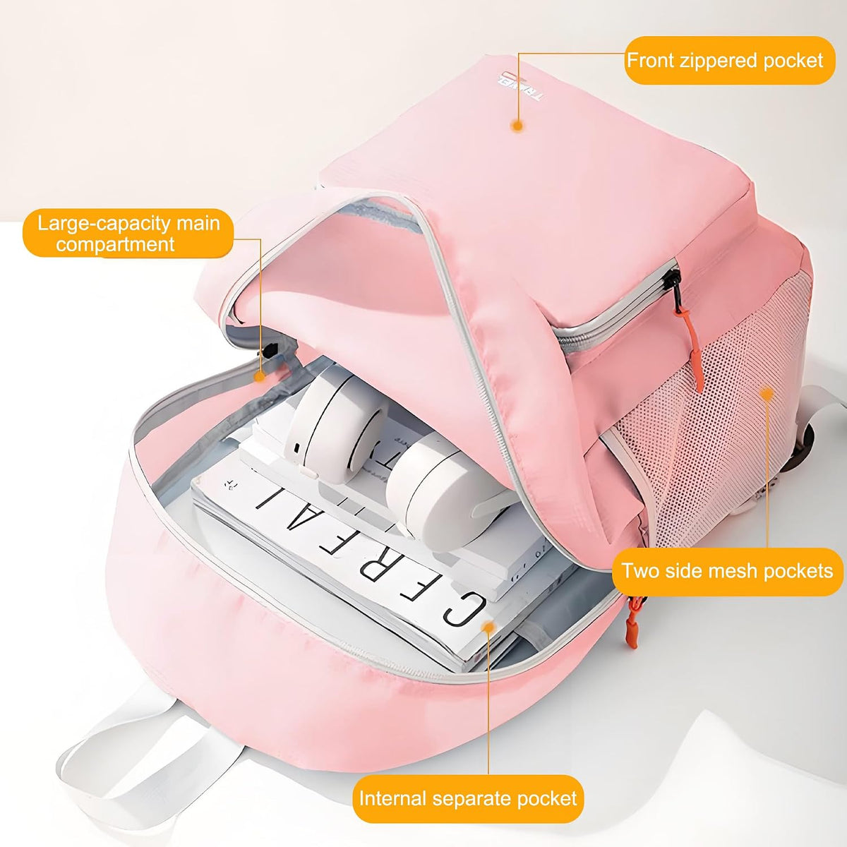 20L Lightweight Hiking Backpack, Packable Daypack with Zipper Pockets for Men Women, Portable Small Travel Backpack for Outdoor Hiking