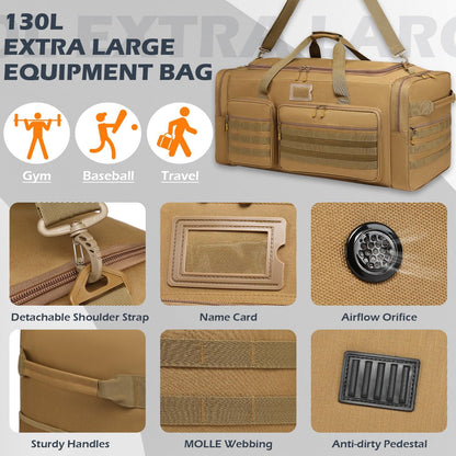135L Large Duffle Bag, Heavy Duty Duffle Bag for Travel, Extra Large Sports Gym Equipment Bag for Soccer Baseball Basketball Hockey Football, Green