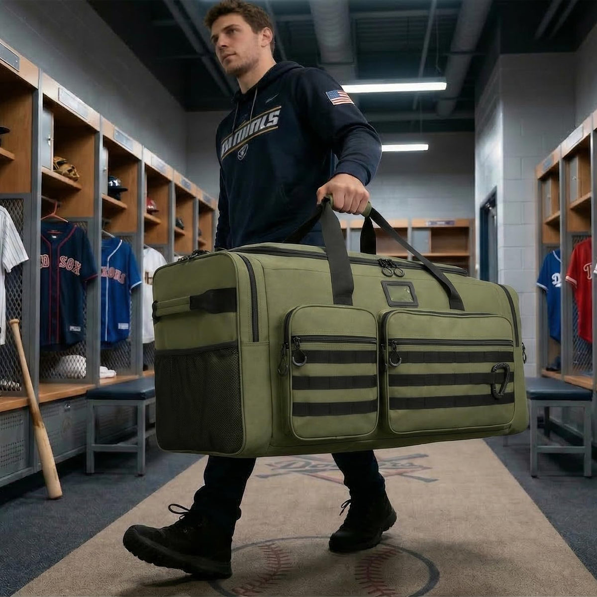 135L Large Duffle Bag, Heavy Duty Duffle Bag for Travel, Extra Large Sports Gym Equipment Bag for Soccer Baseball Basketball Hockey Football, Green