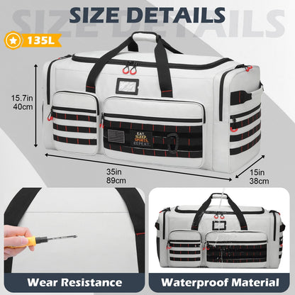 135L Large Duffle Bag, Heavy Duty Duffle Bag for Travel, Extra Large Sports Gym Equipment Bag for Soccer Baseball Basketball Hockey Football, Green