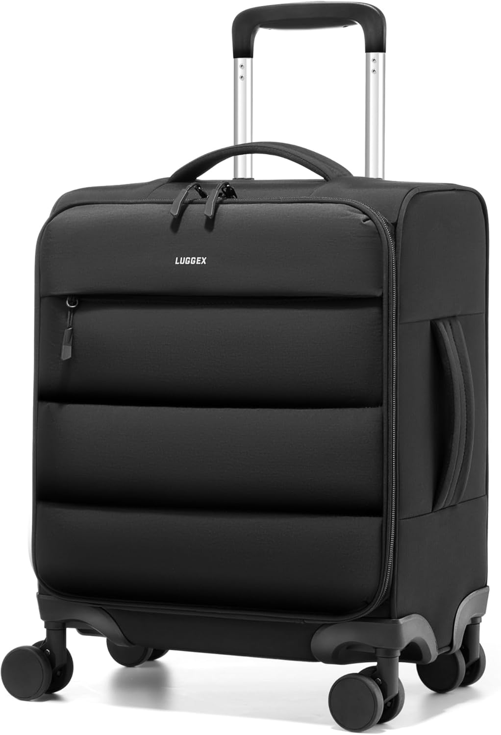 LUGGEX 18x14x8 Underseat Carry On Luggage with Spinner Wheels, UDS Softside Lightweight Suitcase for 2-Day Travel(UX-Pro, Beige, 18x14x8)