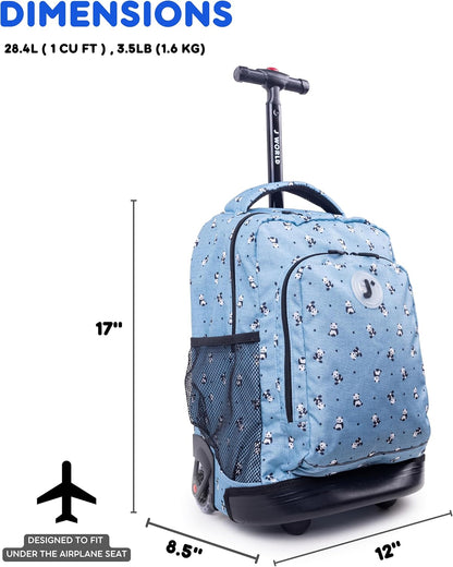 Sunny Rolling Backpack for Kids. Roller Bag With Wheels, Black