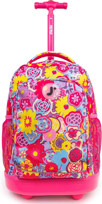 Sunny Rolling Backpack for Kids. Roller Bag With Wheels, Black