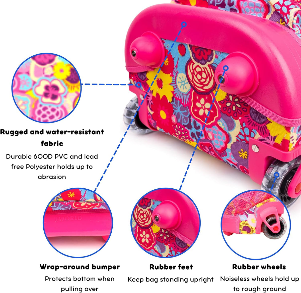 Sunny Rolling Backpack for Kids. Roller Bag With Wheels, Black