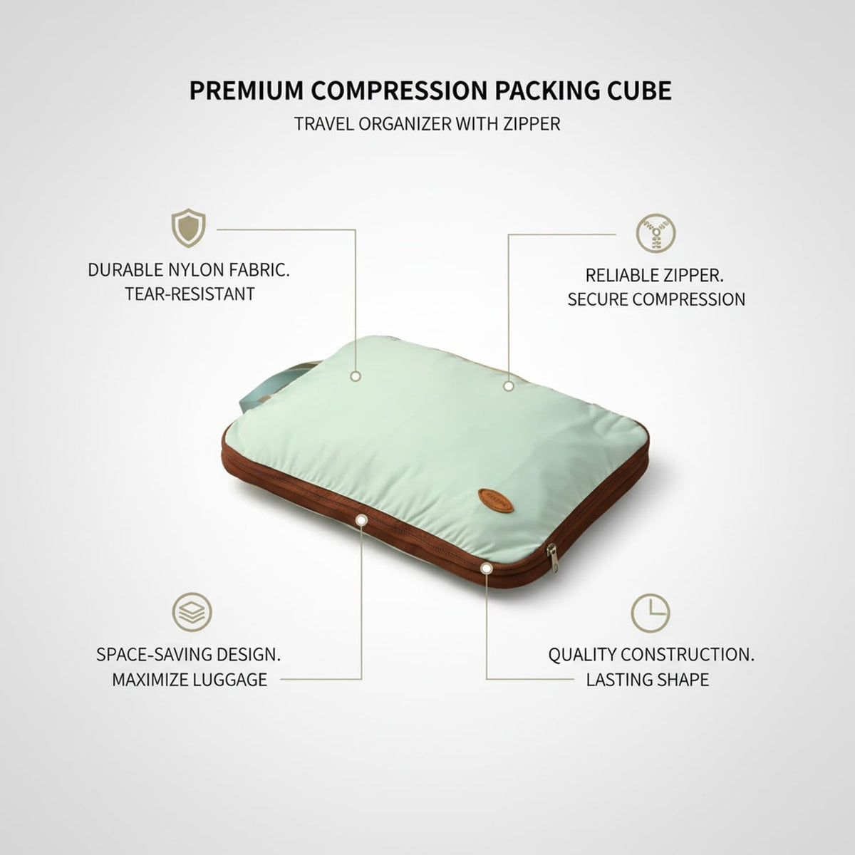 Compression Packing Cube for Travel, Nylon Luggage Organizer with Zipper, Space-Saving Garment Bag for Clothes, 11.8 x 7.9 x 4.3 Inches (1 Pack, Blue)