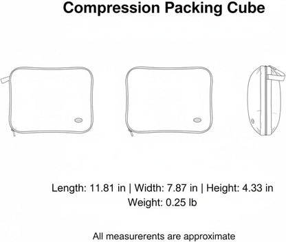 Compression Packing Cube for Travel, Nylon Luggage Organizer with Zipper, Space-Saving Garment Bag for Clothes, 11.8 x 7.9 x 4.3 Inches (1 Pack, Blue)