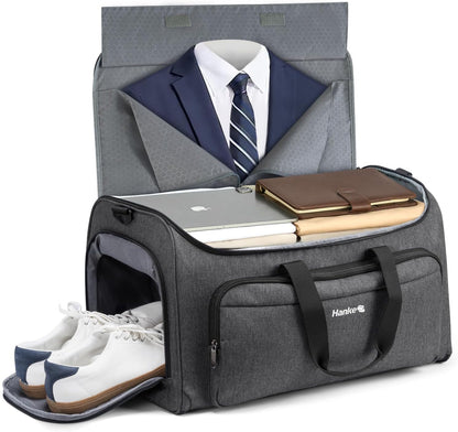 Garment Bags for Travel, 55L Carry on Convertible Garment Duffle Bag | 2 in 1 Hanging Suit Travel Bag with Shoulder Strap, Shoe Compartment, Portable Weekender Luggage Bag for Men Women,Black