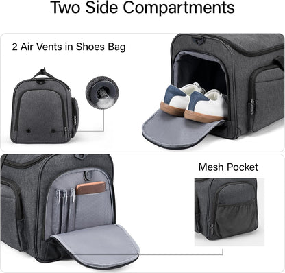 Garment Bags for Travel, 55L Carry on Convertible Garment Duffle Bag | 2 in 1 Hanging Suit Travel Bag with Shoulder Strap, Shoe Compartment, Portable Weekender Luggage Bag for Men Women,Black