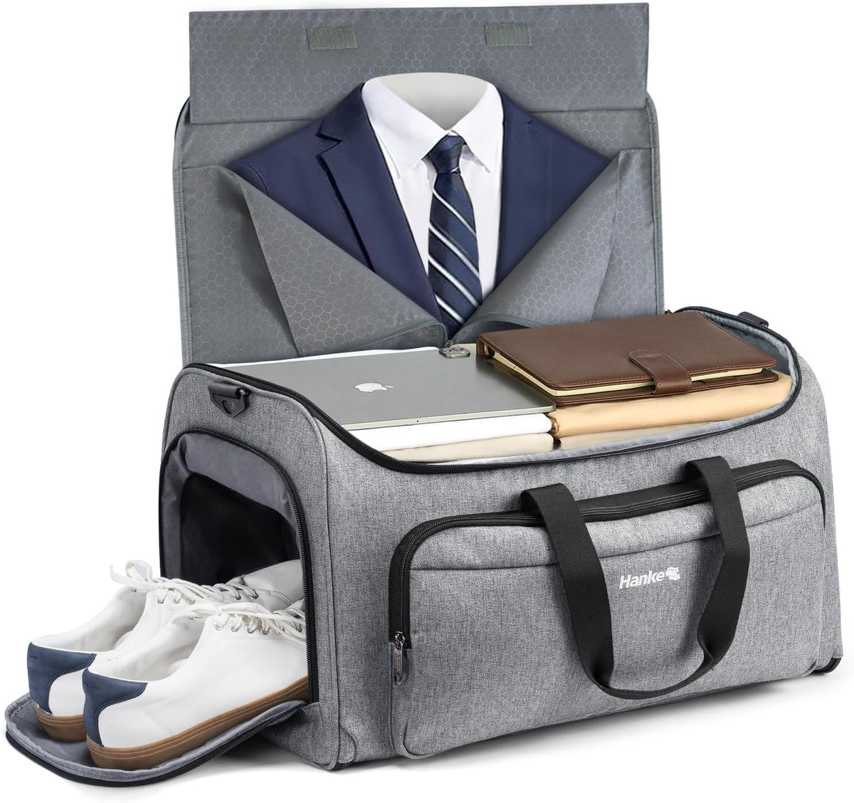Garment Bags for Travel, 55L Carry on Convertible Garment Duffle Bag | 2 in 1 Hanging Suit Travel Bag with Shoulder Strap, Shoe Compartment, Portable Weekender Luggage Bag for Men Women,Black