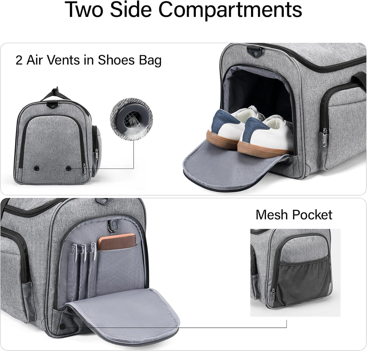 Garment Bags for Travel, 55L Carry on Convertible Garment Duffle Bag | 2 in 1 Hanging Suit Travel Bag with Shoulder Strap, Shoe Compartment, Portable Weekender Luggage Bag for Men Women,Black