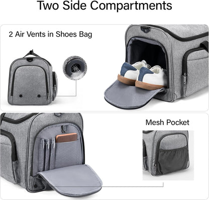 Garment Bags for Travel, 55L Carry on Convertible Garment Duffle Bag | 2 in 1 Hanging Suit Travel Bag with Shoulder Strap, Shoe Compartment, Portable Weekender Luggage Bag for Men Women,Black