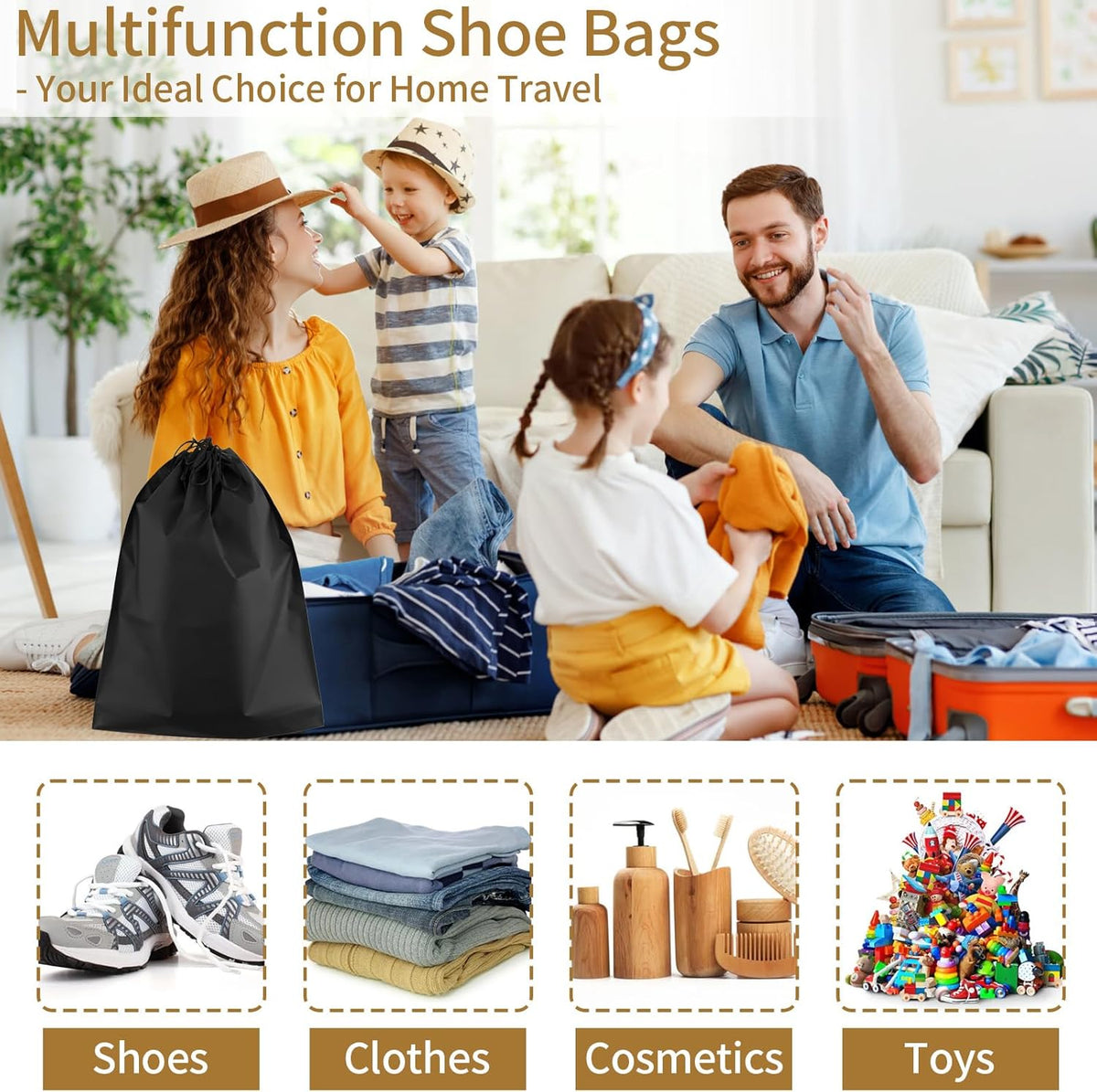 20 Pack Shoe Bags for Travel, 15.7" x 11.8" Clear Travel Shoe Bags for Packing, Large Waterproof Portable Drawstring Travel Shoe Storage Bag Travel Essentials Women for and Men