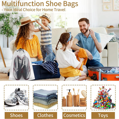 20 Pack Shoe Bags for Travel, 15.7" x 11.8" Clear Travel Shoe Bags for Packing, Large Waterproof Portable Drawstring Travel Shoe Storage Bag Travel Essentials Women for and Men