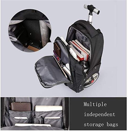 Travel Trolley Bag with Laptop Compartment, Carry-On Approved for Air Travel, Unisex Design, Durable Material, Lightweight and Convenient for Business and Leisure, Black, 48x20x35cm