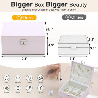 Jewelry Organizer Boxes for Women,Travel Jewelry Case, 2 Layers Removable Jewelry Box,Storage for Necklace, Bracelet, Earring,Rings,Jewelry Box Gifts for Women Girls