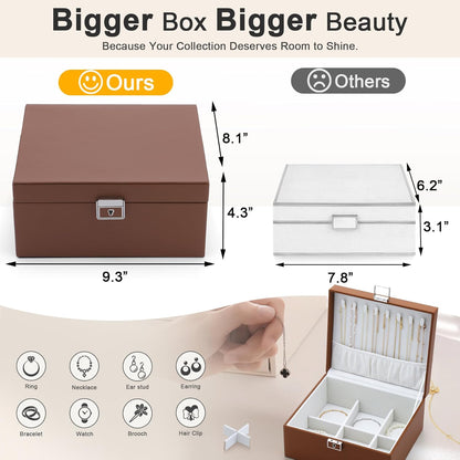 Jewelry Organizer Boxes for Women,Travel Jewelry Case, 2 Layers Removable Jewelry Box,Storage for Necklace, Bracelet, Earring,Rings,Jewelry Box Gifts for Women Girls