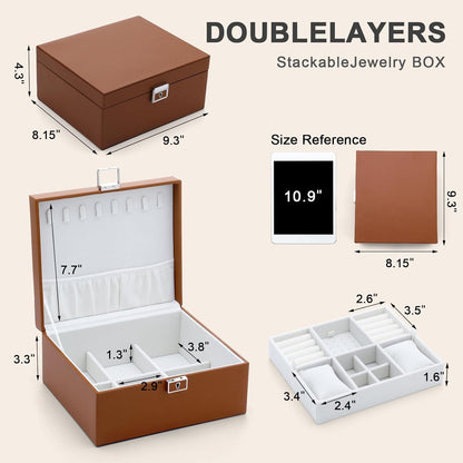 Jewelry Organizer Boxes for Women,Travel Jewelry Case, 2 Layers Removable Jewelry Box,Storage for Necklace, Bracelet, Earring,Rings,Jewelry Box Gifts for Women Girls