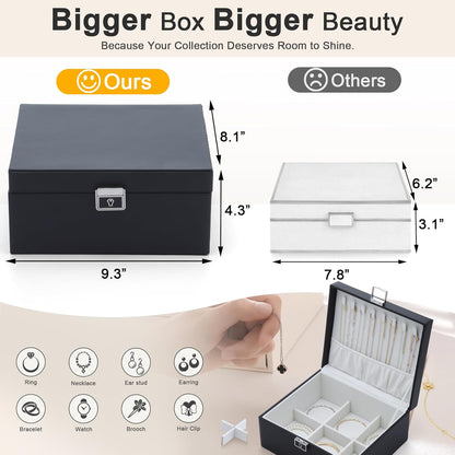 Jewelry Organizer Boxes for Women,Travel Jewelry Case, 2 Layers Removable Jewelry Box,Storage for Necklace, Bracelet, Earring,Rings,Jewelry Box Gifts for Women Girls