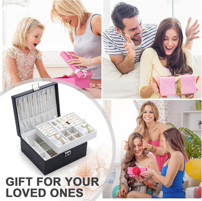 Jewelry Organizer Boxes for Women,Travel Jewelry Case, 2 Layers Removable Jewelry Box,Storage for Necklace, Bracelet, Earring,Rings,Jewelry Box Gifts for Women Girls