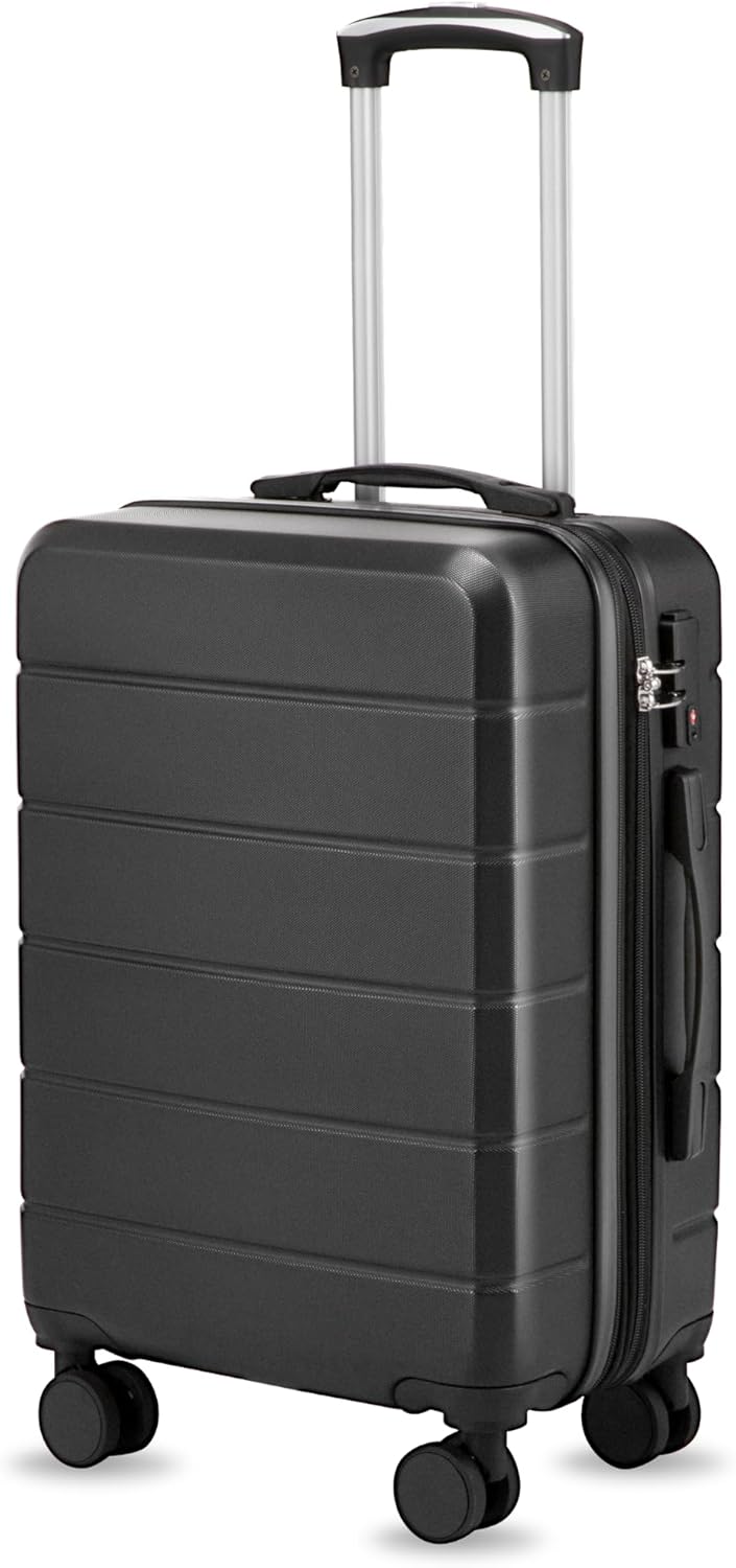 Carry On Luggage 22x14x9 Airline Approved, 20" Hardside Suitcase with Front Pocket, Lightweight Spinner Luggage with TSA Lock & Matching Tote Bag (3 Piece Sets, White)