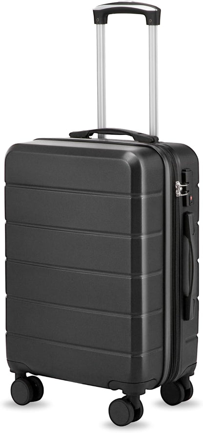 Carry On Luggage 22x14x9 Airline Approved, 20" Hardside Suitcase with Front Pocket, Lightweight Spinner Luggage with TSA Lock & Matching Tote Bag (3 Piece Sets, White)
