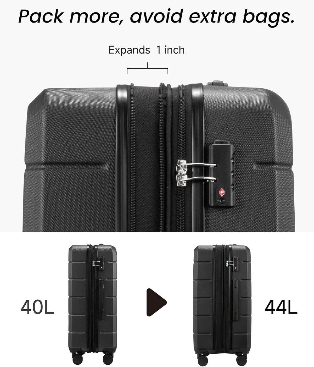 Carry On Luggage 22x14x9 Airline Approved, 20" Hardside Suitcase with Front Pocket, Lightweight Spinner Luggage with TSA Lock & Matching Tote Bag (3 Piece Sets, White)