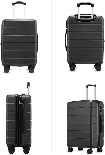 Carry On Luggage 22x14x9 Airline Approved, 20" Hardside Suitcase with Front Pocket, Lightweight Spinner Luggage with TSA Lock & Matching Tote Bag (3 Piece Sets, White)