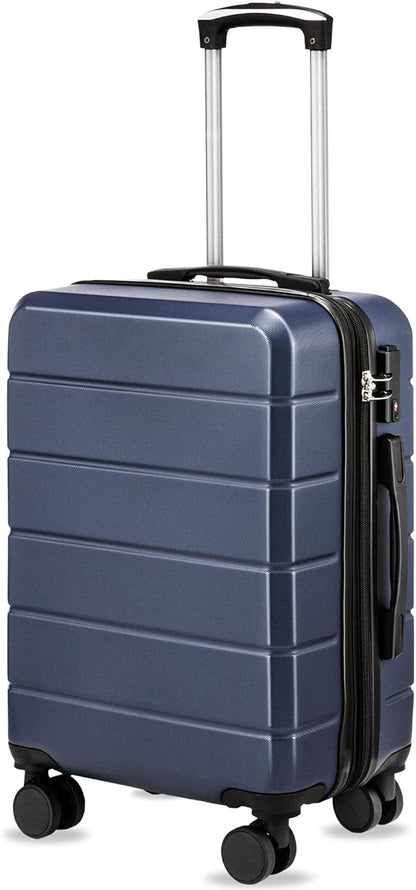 Carry On Luggage 22x14x9 Airline Approved, 20" Hardside Suitcase with Front Pocket, Lightweight Spinner Luggage with TSA Lock & Matching Tote Bag (3 Piece Sets, White)