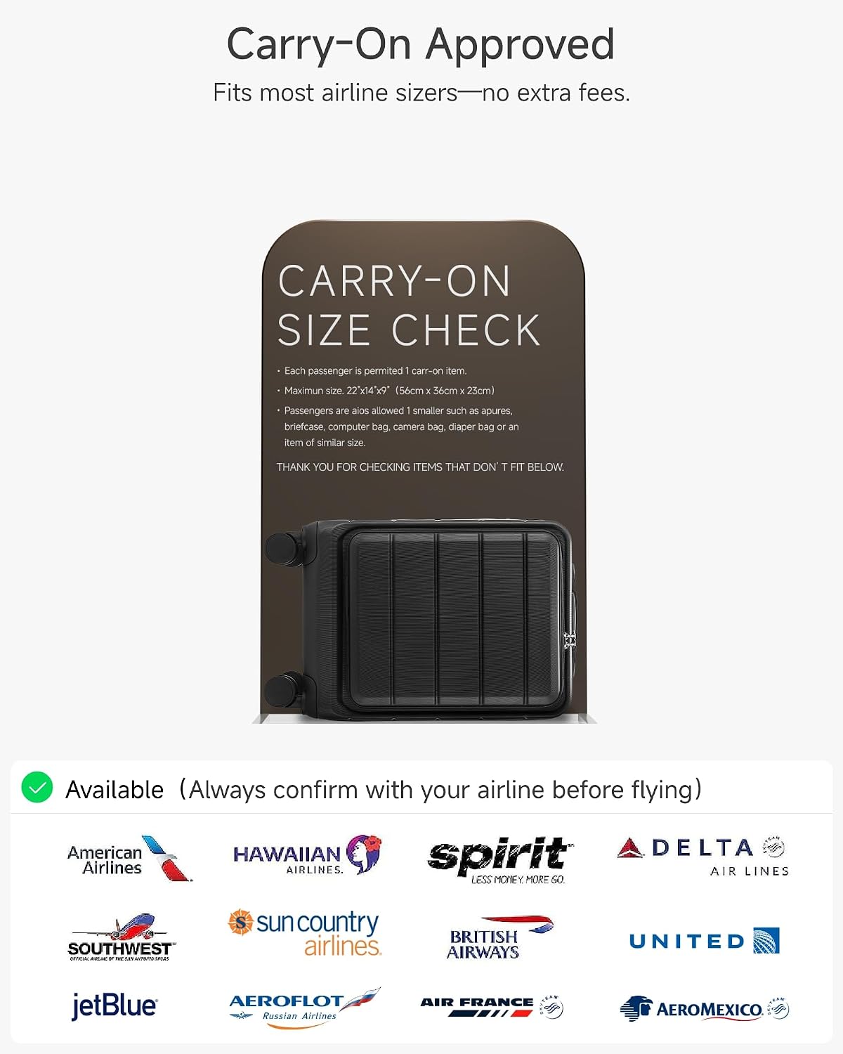 Carry On Luggage 22x14x9 Airline Approved, 20" Hardside Suitcase with Front Pocket, Lightweight Spinner Luggage with TSA Lock & Matching Tote Bag (3 Piece Sets, White)