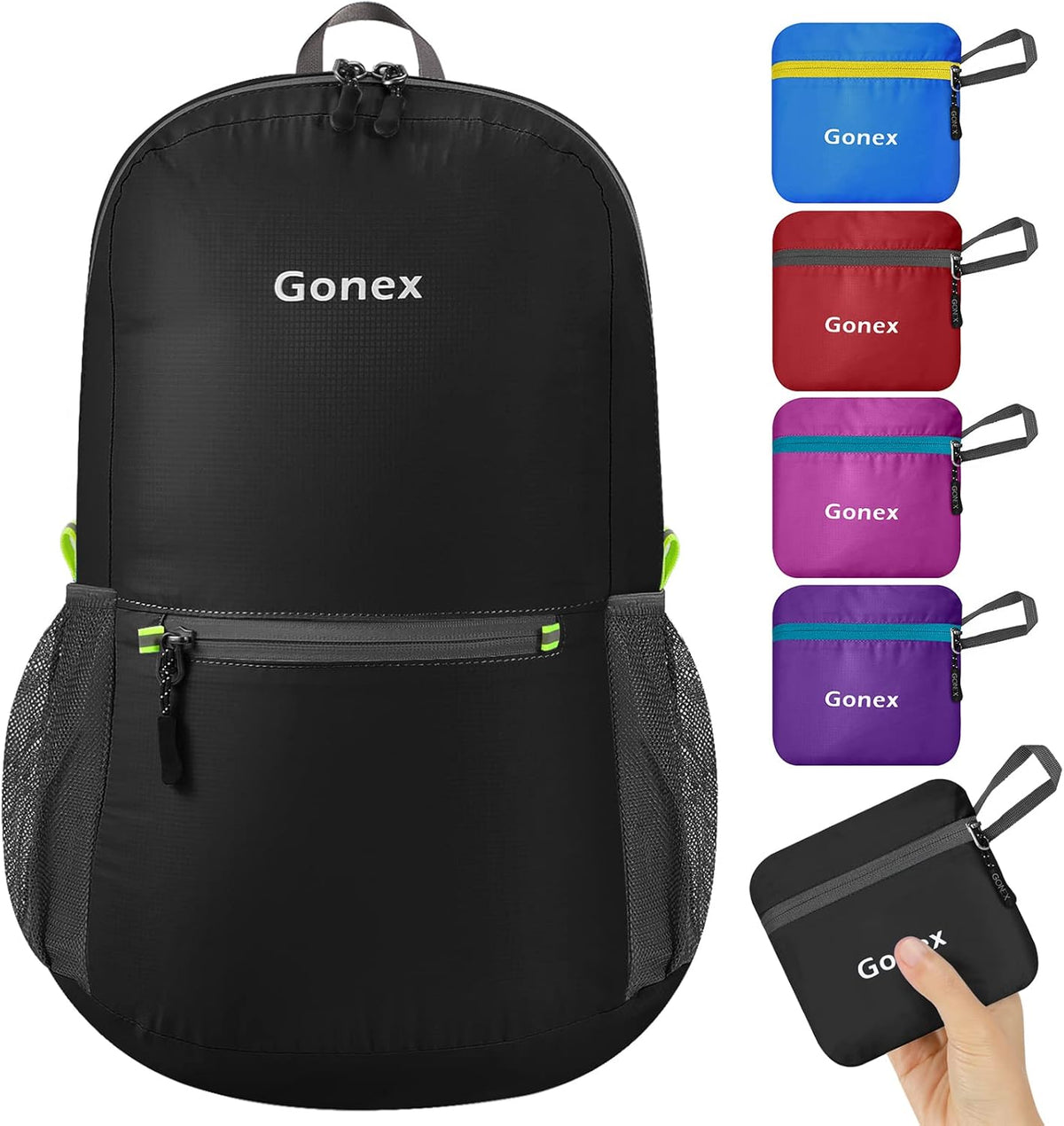 Ultra Lightweight Packable Backpack Daypack Handy Foldable Camping Outdoor Travel Cycling Backpacking | Water Resistant Nylon, Folds Into Pocket, 3 Zippered Compartments, Hiking & Travel Use