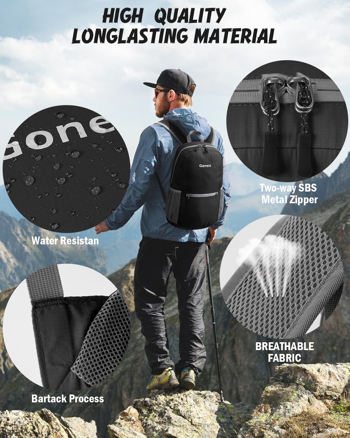 Ultra Lightweight Packable Backpack Daypack Handy Foldable Camping Outdoor Travel Cycling Backpacking | Water Resistant Nylon, Folds Into Pocket, 3 Zippered Compartments, Hiking & Travel Use