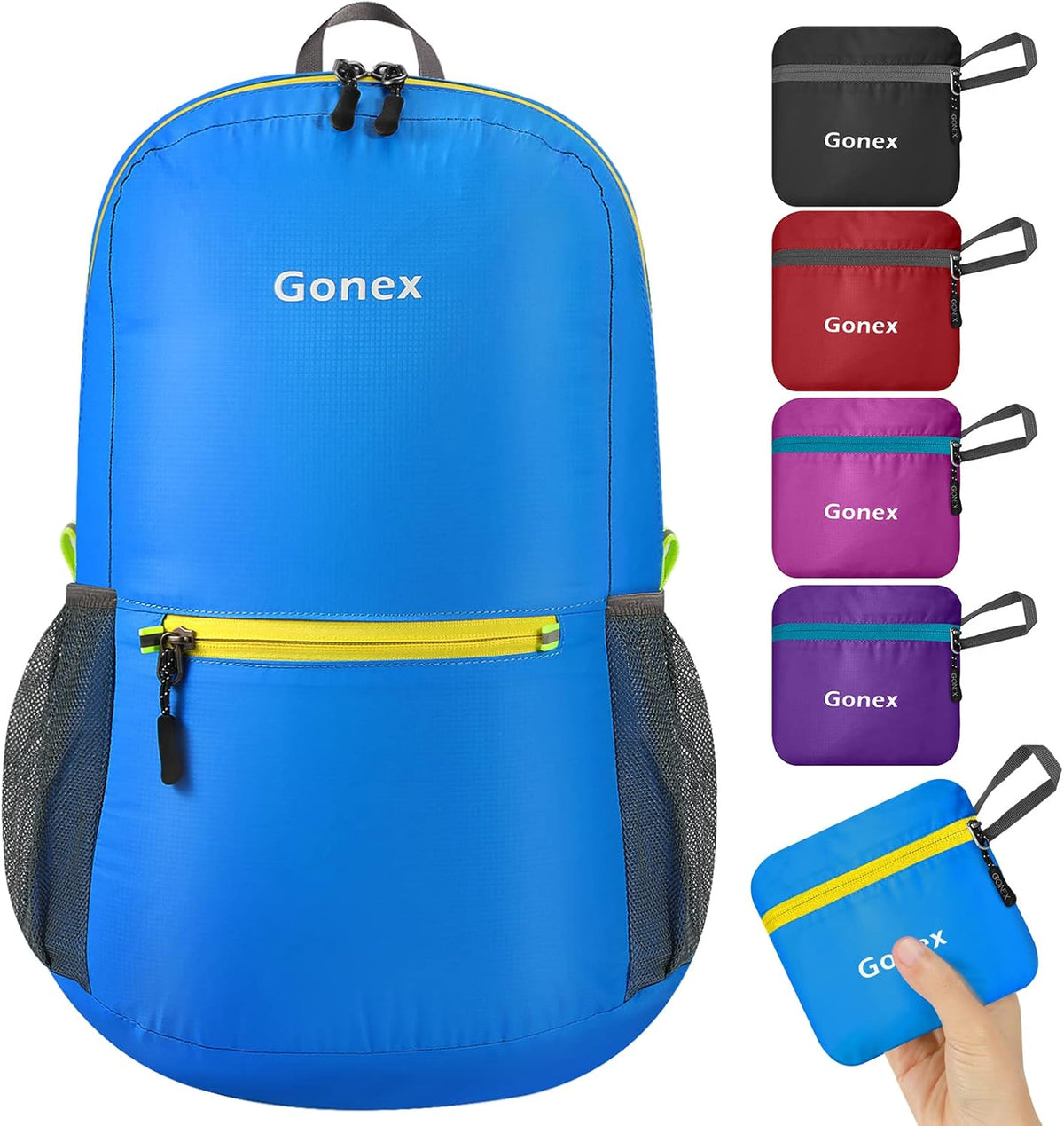 Ultra Lightweight Packable Backpack Daypack Handy Foldable Camping Outdoor Travel Cycling Backpacking | Water Resistant Nylon, Folds Into Pocket, 3 Zippered Compartments, Hiking & Travel Use
