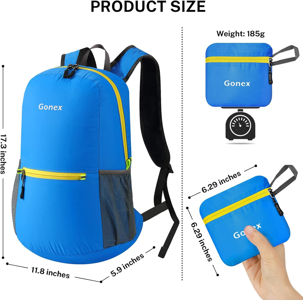 Ultra Lightweight Packable Backpack Daypack Handy Foldable Camping Outdoor Travel Cycling Backpacking | Water Resistant Nylon, Folds Into Pocket, 3 Zippered Compartments, Hiking & Travel Use