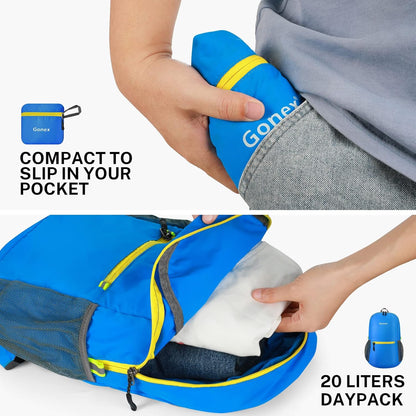 Ultra Lightweight Packable Backpack Daypack Handy Foldable Camping Outdoor Travel Cycling Backpacking | Water Resistant Nylon, Folds Into Pocket, 3 Zippered Compartments, Hiking & Travel Use