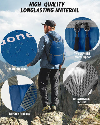 Ultra Lightweight Packable Backpack Daypack Handy Foldable Camping Outdoor Travel Cycling Backpacking | Water Resistant Nylon, Folds Into Pocket, 3 Zippered Compartments, Hiking & Travel Use