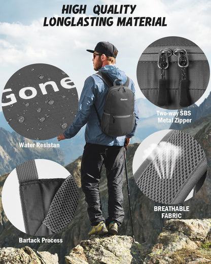 Ultra Lightweight Packable Backpack Daypack Handy Foldable Camping Outdoor Travel Cycling Backpacking | Water Resistant Nylon, Folds Into Pocket, 3 Zippered Compartments, Hiking & Travel Use