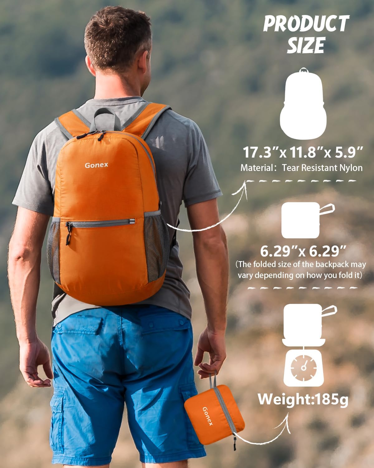 Ultra Lightweight Packable Backpack Daypack Handy Foldable Camping Outdoor Travel Cycling Backpacking | Water Resistant Nylon, Folds Into Pocket, 3 Zippered Compartments, Hiking & Travel Use